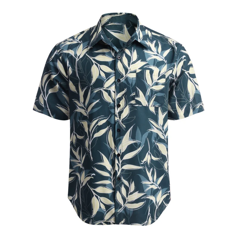 Camisa havaiana de manga curta masculina, padrão impressão 3D, lapela confortável, casual diário, trabalho, férias, verão