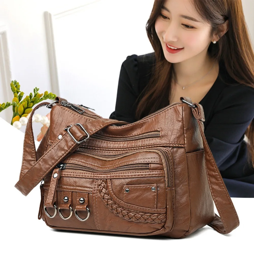 Pu Leather Crossbody Shoulder Bags Multi-pocket Ladies Luxury Purses and Handbags Women's Bag