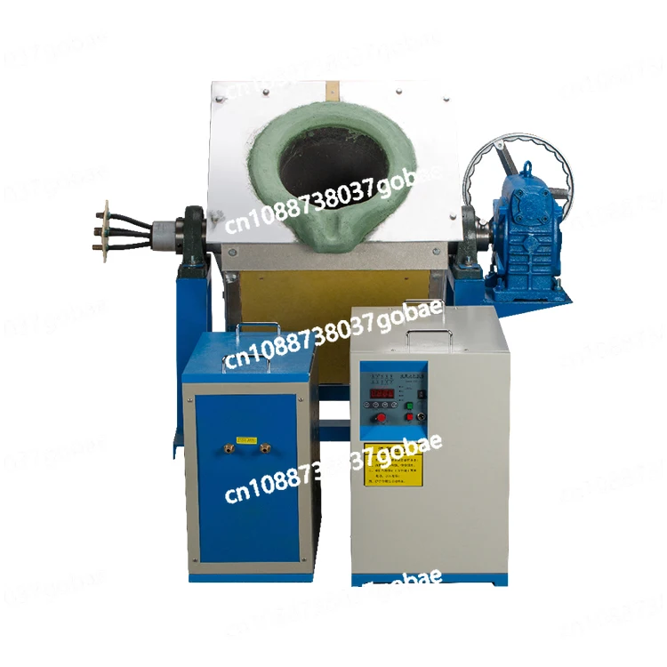 Induction melting furnace 70KW inclined 100kg induction melting furnace hand crank furnace