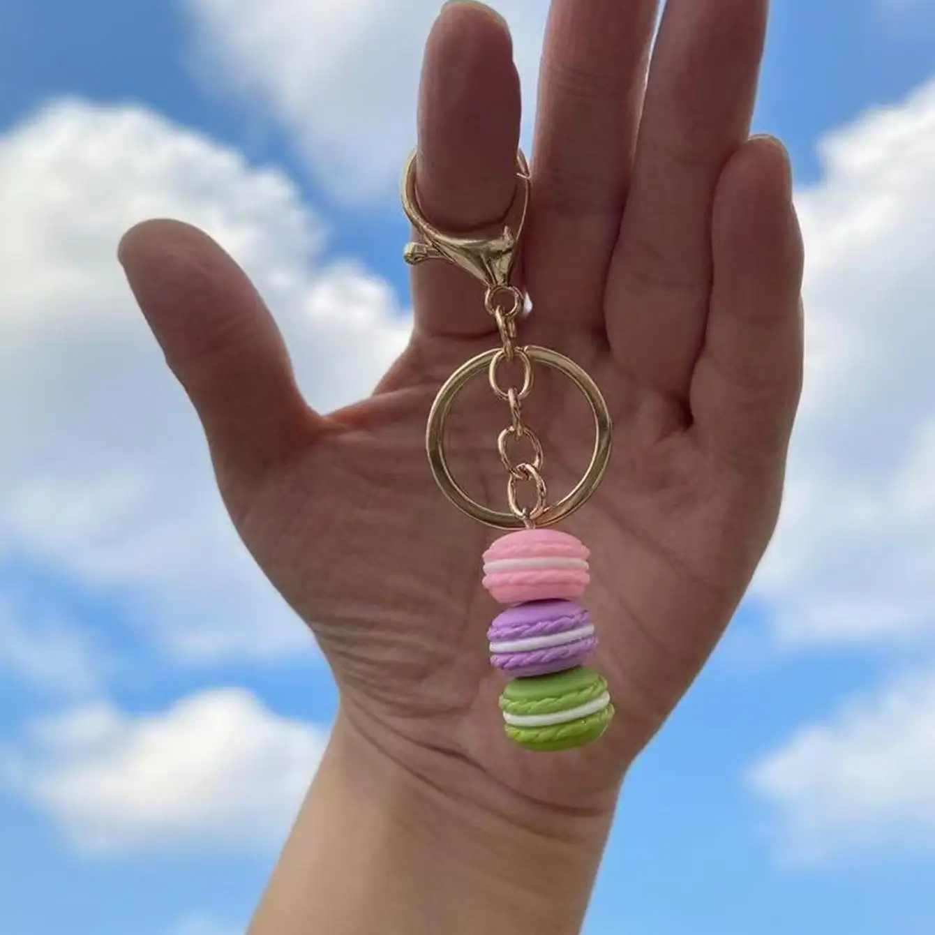 Cute 3 layer Macaron keychain simulation Macaron color bag decoration good choice for gifts
