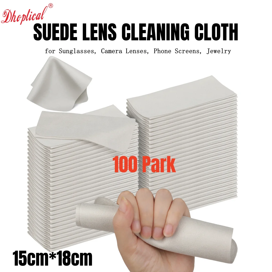 100 Piece 15CM*18CM Sude Lens Cleaning Cloth Black and Gray For Eyeglasses Camera Lenses, Phone Screens, Jewelry