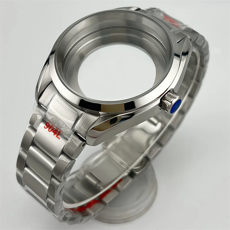 

40mm Watch Case For NH35 NH36 Sapphire Glass Solid Stainless Steel Silver Watches Automatic Movement Accessory