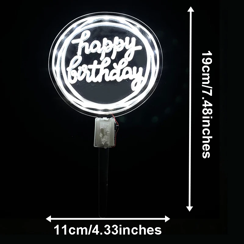 LED Night Light Flashing Happy Birthday Cake Topper Luminous Neon Light Sign for Birthday Cake Decoration Party Supplies gallery 2