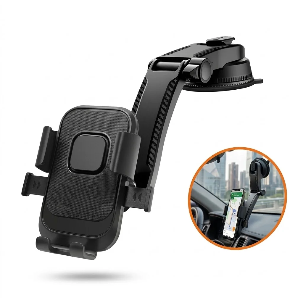 Car Phone Holder Dashboard Windshield Mount Suction Cup 360 Rotation Flexible Silicone GPS Navigation Bracket Accessories