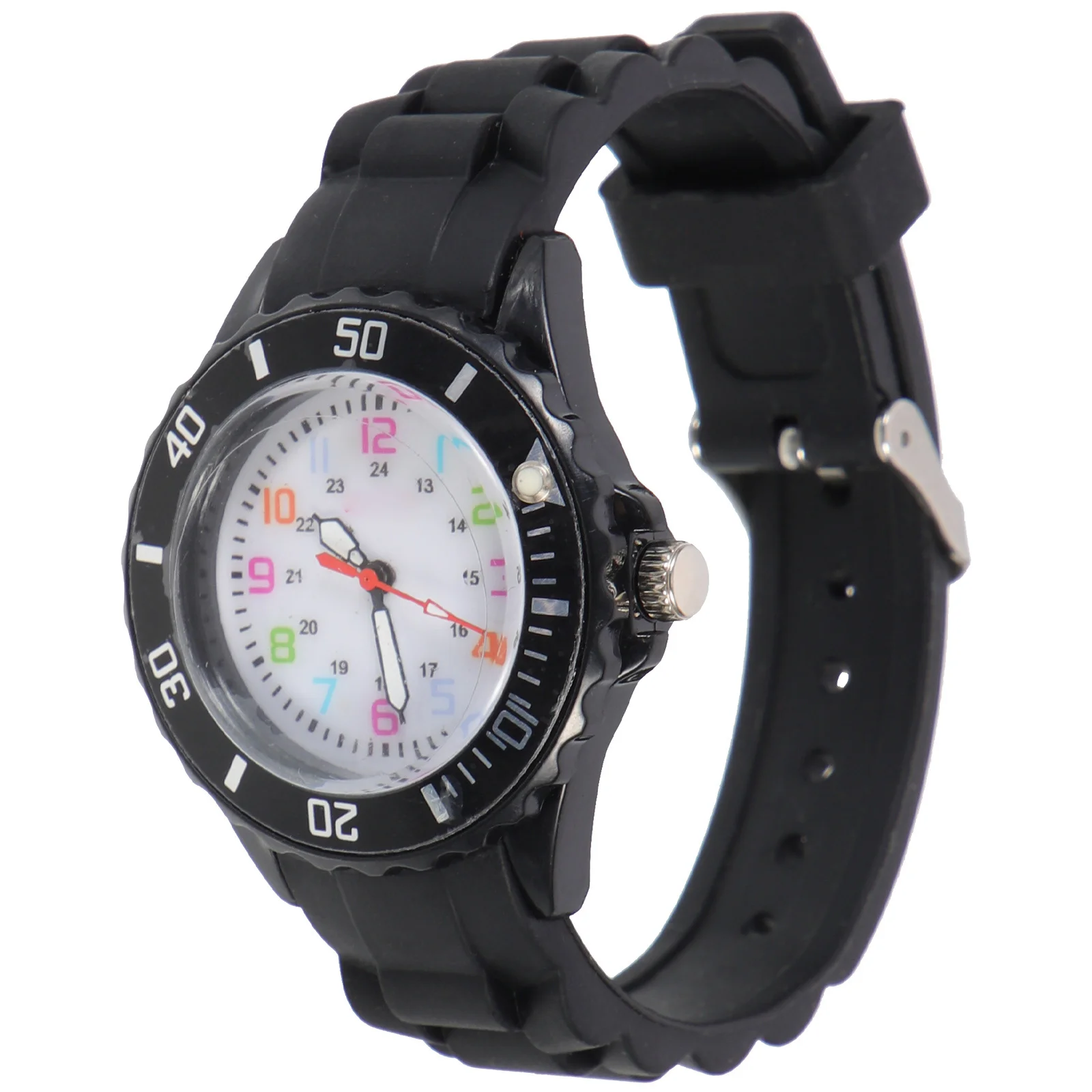 ساعة تناظرية بسوار من السيليكون الناعم تتوهج في الظلام وقت التعلم لساعة المعصم هدية عيد الميلاد والكريسماس #5