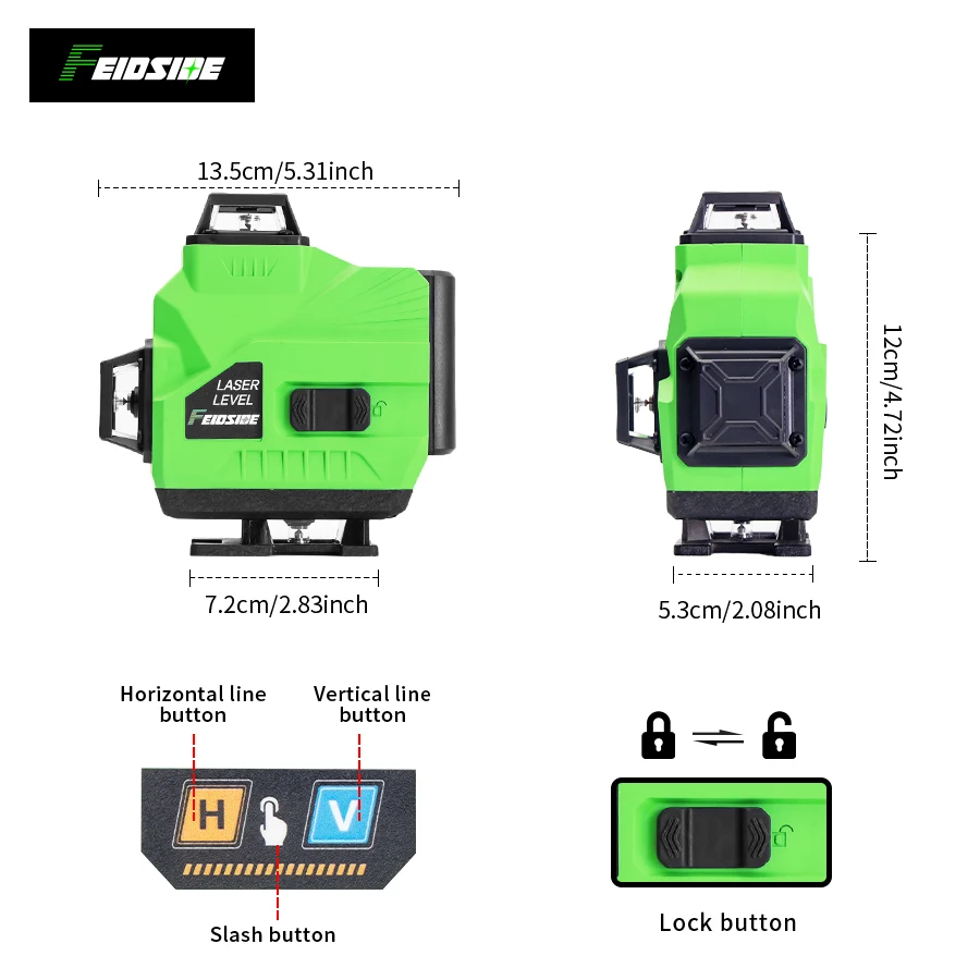 FEIDSIDE 16 Lines Green Laser 4D Horizontal 360 Self Leveling Vertical And Horizontal Strong Green Beam High Precision New Gift