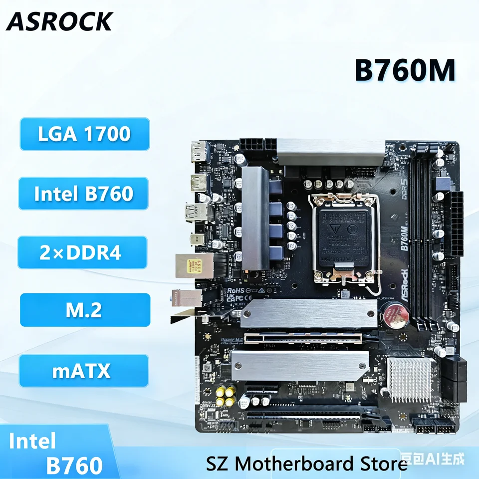 Placa base ASrock B760 B760M LGA 1700 DDR4 Micro ATX M.2