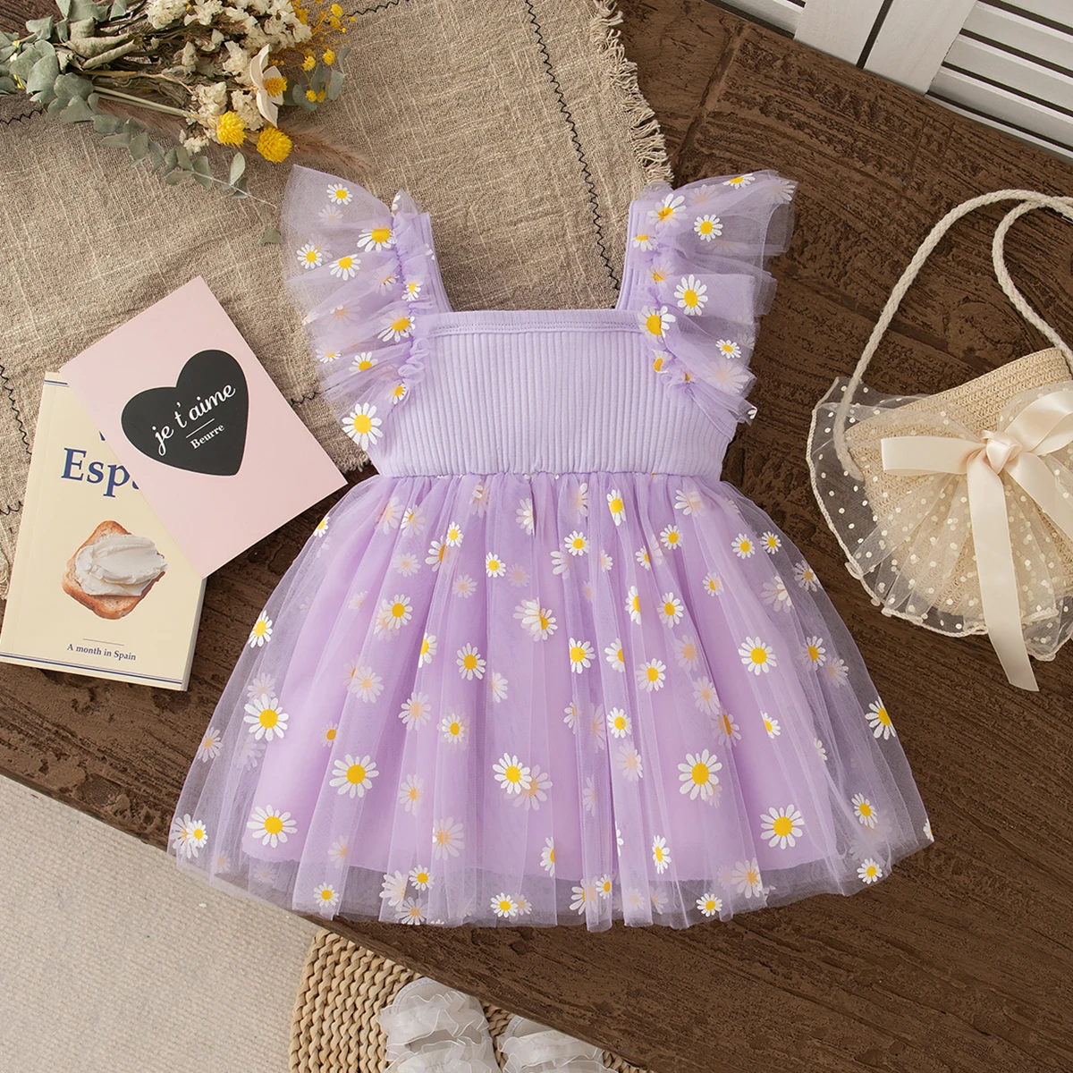 Baby Girl Clothes Summer Knitted Floral Pattern Fluffy Beach Baby Girls Dresses Cute Children\'s Princess Dresses