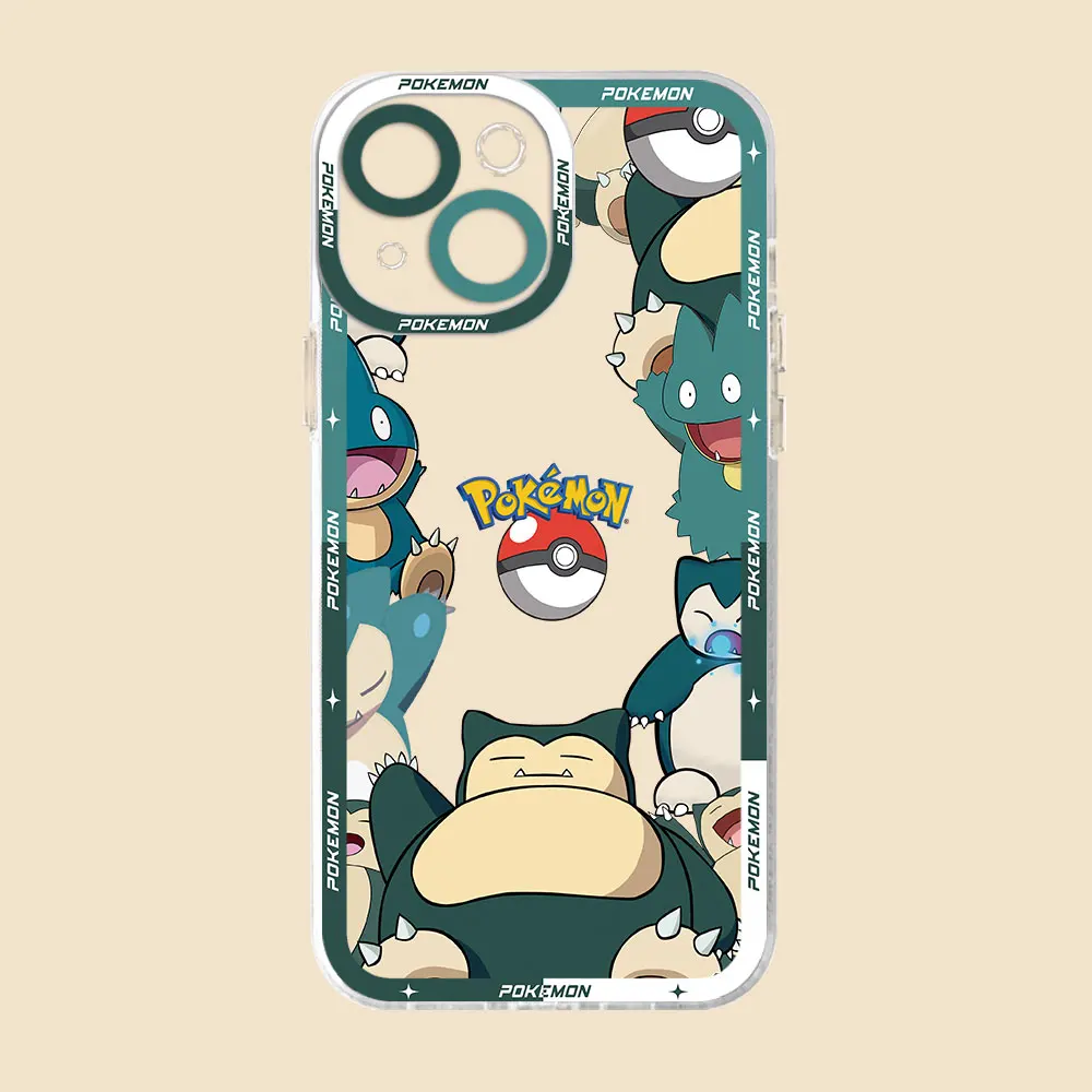 Phone Case for iPhone 15 Pro Max 13 14Pro XSmax 7 8 Plus 11pro 6 X XS 12 Mini 6S Clear Fundas Cover Lucario Cute Snorlax Mewtwo