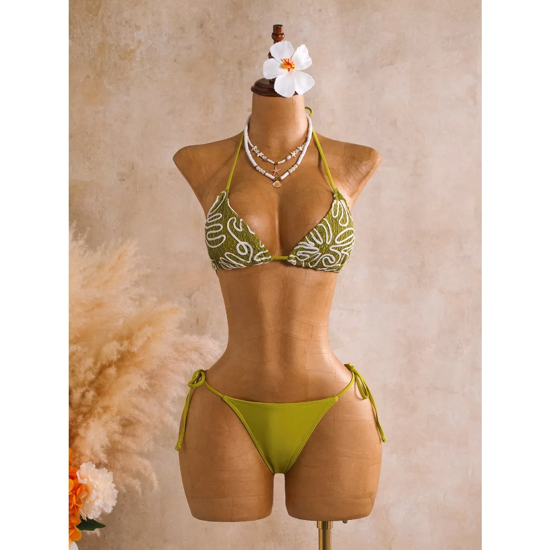 Sexy Bikini mit Rock, Neckholder-Bikini, Damen-Badeanzug, dreiteiliges Bikini-Set, Badebekleidung, Badeanzug, Schwimmbekleidung V8499 – Detail 11