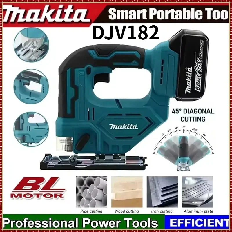 

Makita DJV182 Cordless Jigsaw 300W,0-2700rpm,80mm Stroke,±45° Cutting Angle, For Wood/Plastic/Metal Cutting Jobs