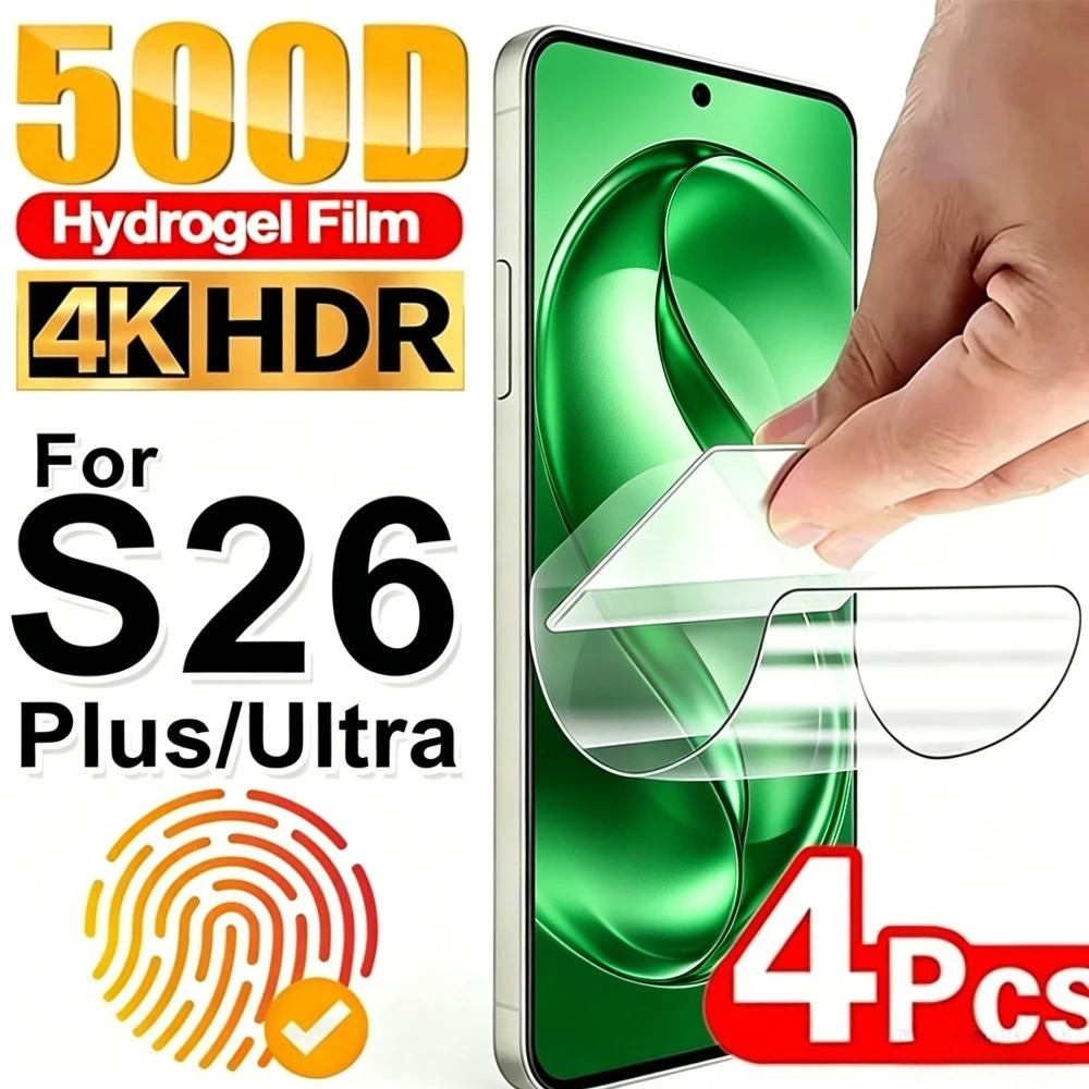 

4Pcs Full Coverage Hydrogel Film For Samsung Galaxy S26 S25 S24 Ultra S25+ S24+ S23+ S25 S24 S23 FE High Clear Screen Protector
