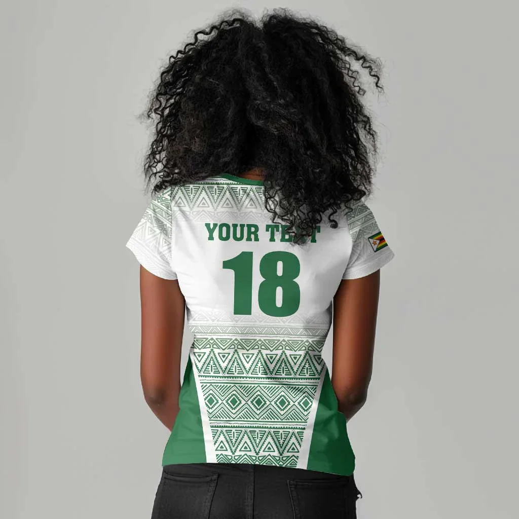 Zimbabwe Printed Women's T-Shirt, Lightweight and Breathable Sports Shirt, Casual Loose Retro V-Neck Top, African T-Shirt