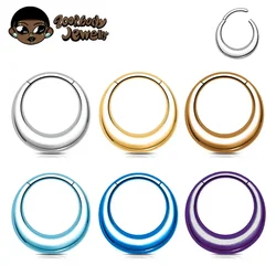 ASTM F136 Titanium Septum Nose Piercing 16G Clicker Moon Mirror Piercing Segment Ring Daith Conch Hoop Anodized Earring 2026 New