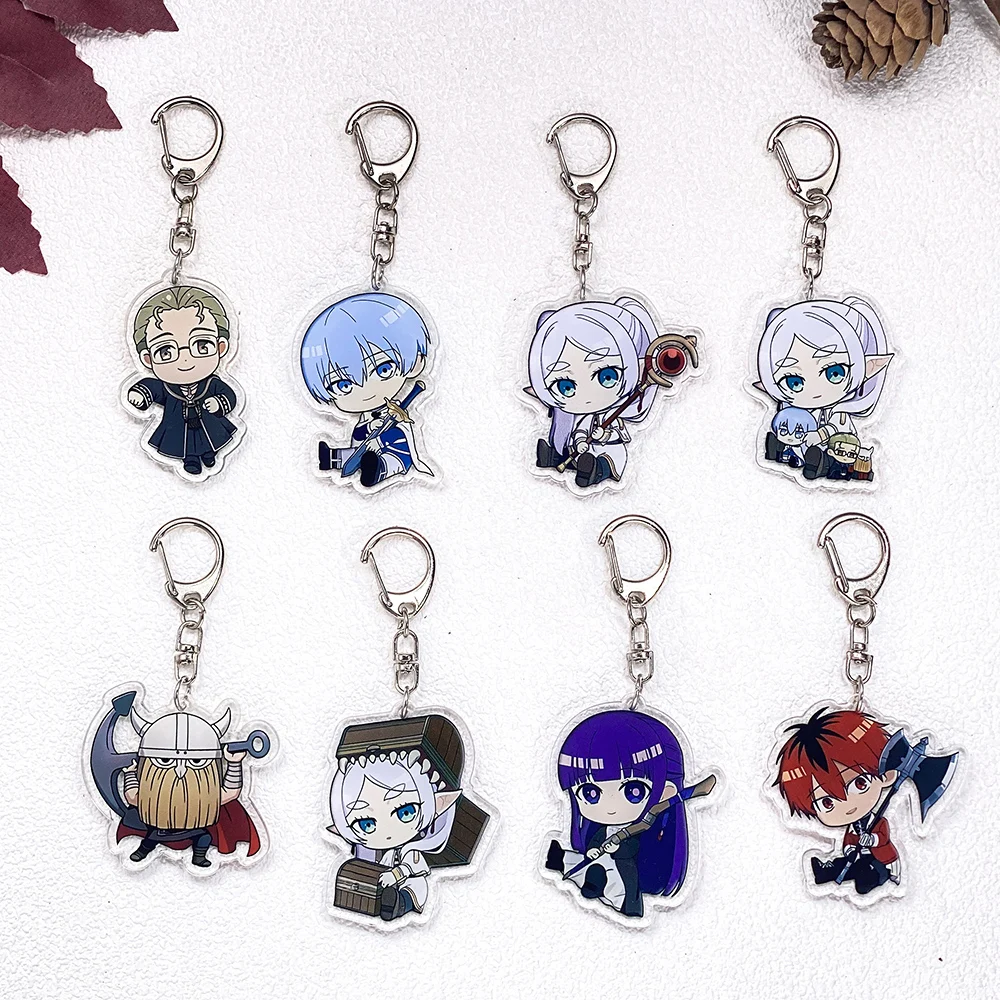 1/8Pcs Anime Frieren: Beyond Journey's End Keychain Accessories Acrylic Charms Pendant For Bag Key Holder Backpack Decoration