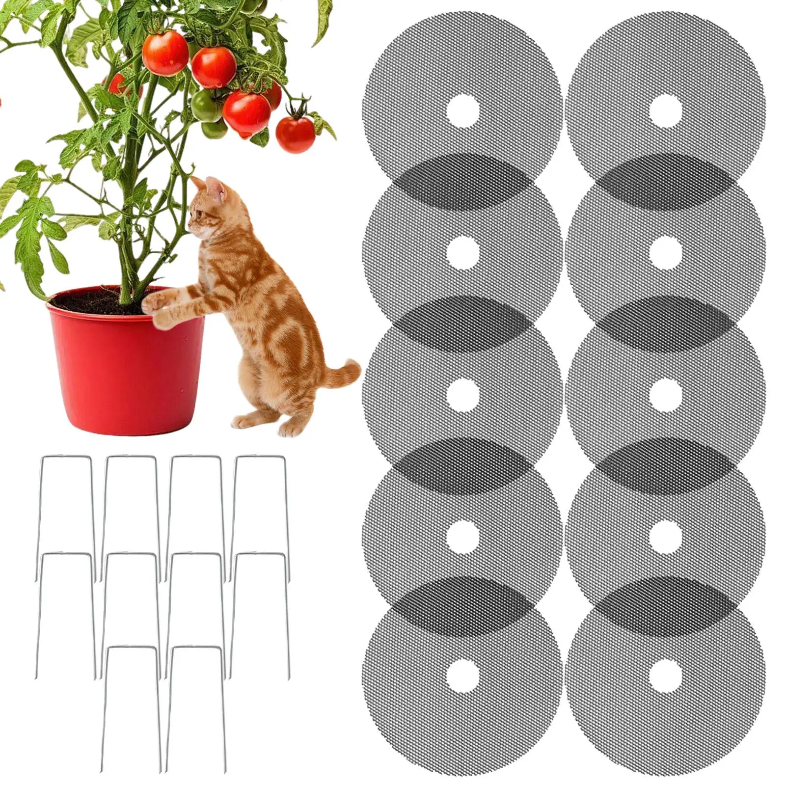 

10 шт., кольца для мульчирования деревьев, цветочный горшок, крышка для почвы с кольями, дышащий барьер для сорняков, подушки для садовых растений