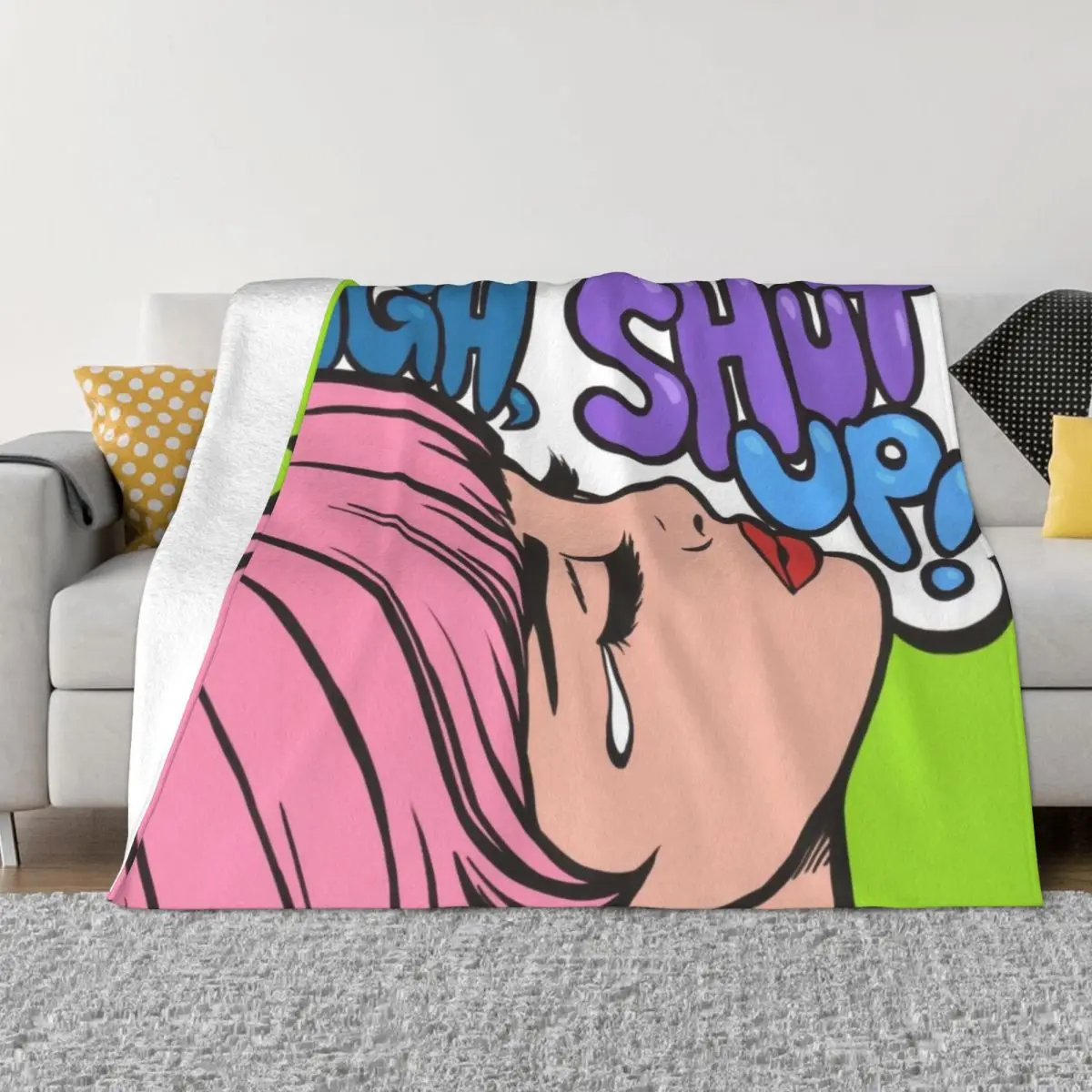 

Ugh, Shut Up! Crying Comic Girl Throw Blanket halloween valentine gift ideas Flannel Blanket