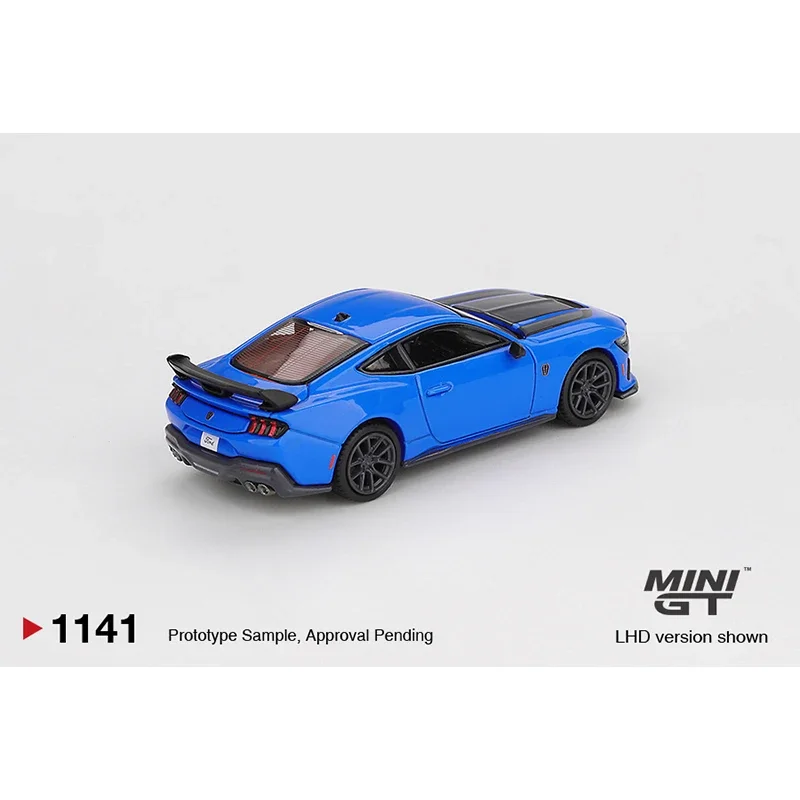 Vorverkauf MINIGT 1141 1:64 Ford Mustang Dark Horse 2024 Grabber Blue Diecast Car Model Collection Toys MINI GT