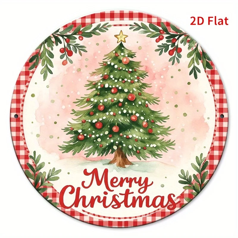 2D Flat - 1pc of 2D Flat Printed Iron Sign Featuring a Merry Christmas Design, Measuring 7.87X7.87 Inches (20X20 Cm). It'S Durab
