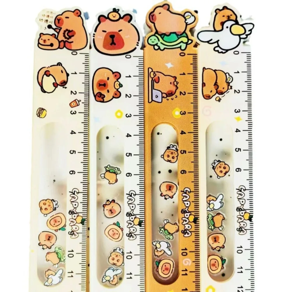 High Beauty Capybara Boring Shaking Toy Ruler Cartoon Kawaii Student Straight Ruler Aryclic Funny Math Drawing Ruler School