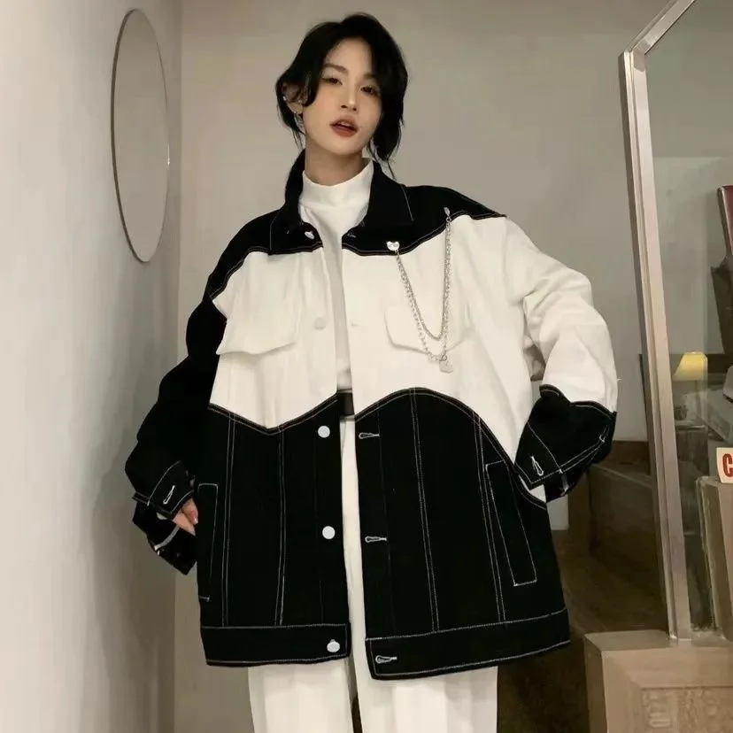 

Свободная повседневная рабочая одежда Ne Jaet, цветная блузка, контрастная осень-зима, большой размер 250, мужская модная верхняя одежда