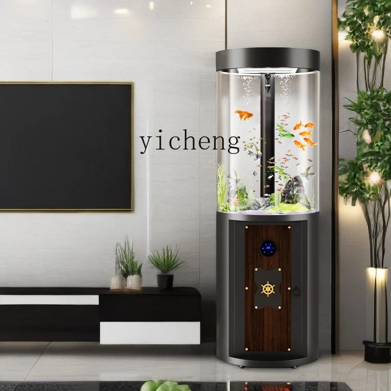 YFY  acrylic living room company office silent water-free small smart goldfish tank cylinder