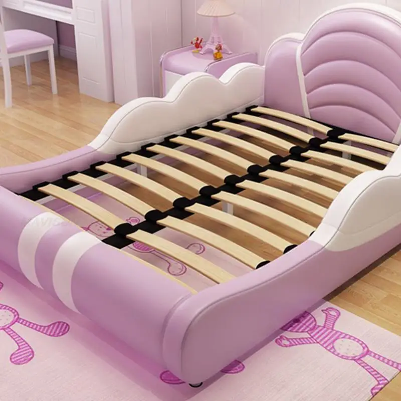 Cama princesa infantil para menina, mobília rosa de quarto, personalidade minimalista moderna criativa, cama de solteiro para crianças, desenhos animados fofos