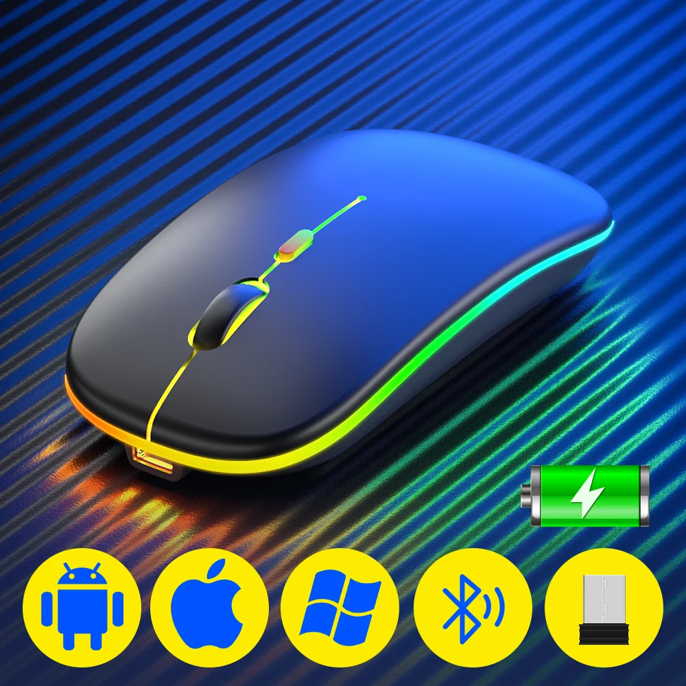 Backlight Wireless Mouse Rechargeable Bluetooth Mouse for Macbook Laptop Computer Tablet 1600DPI 2.4GHz Laptop Accessorie Mice