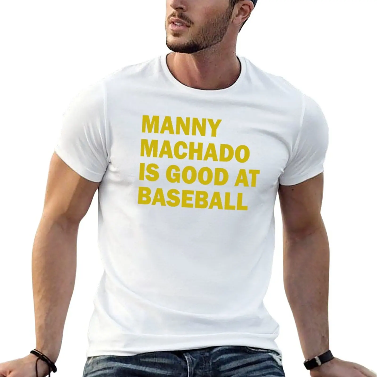 Camiseta masculina com estampa Manny Machado é bom no baseball, camiseta masculina de algodão, pacote de camisetas masculinas, camiseta 100% algodão