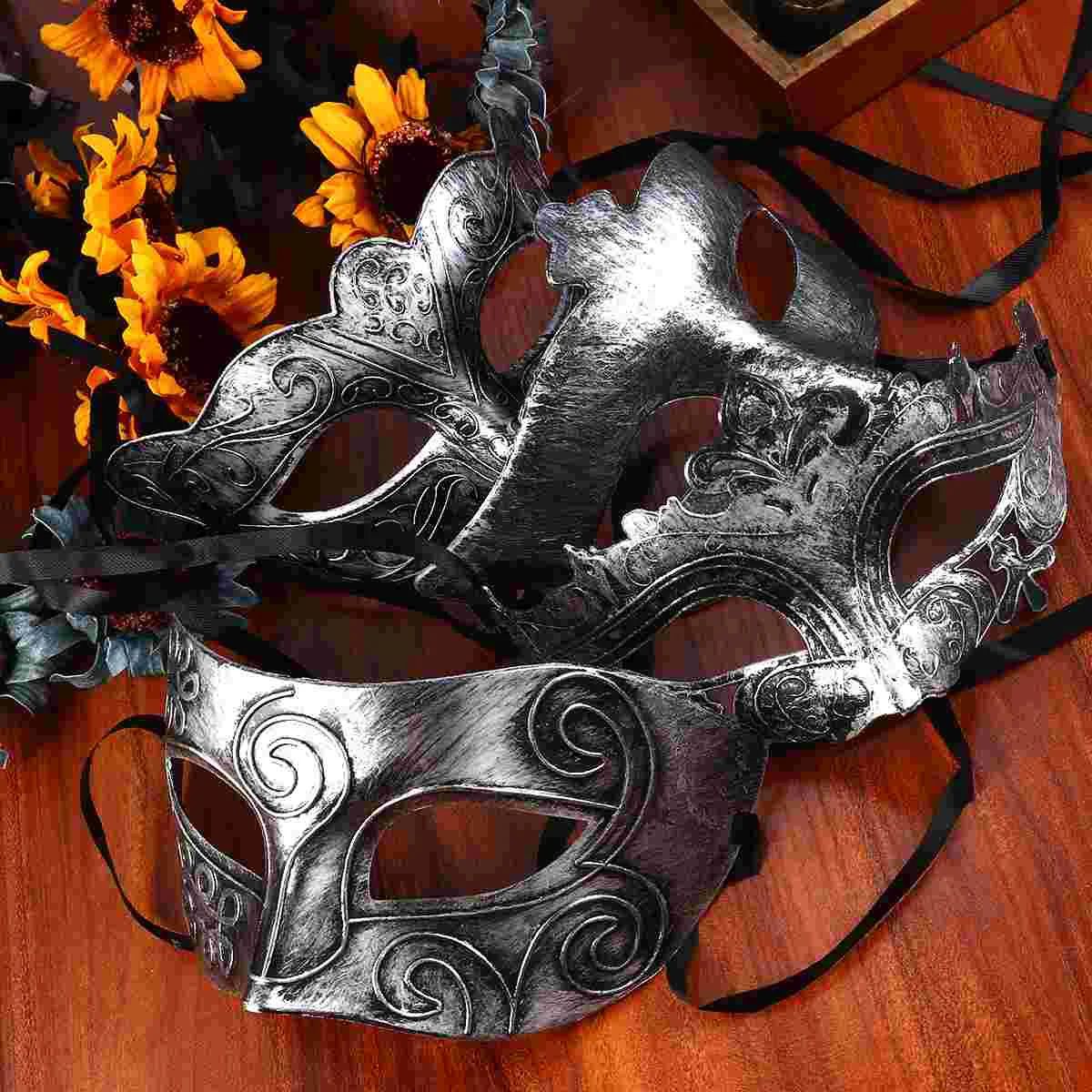 4 Pcs Party Mask Vintage Halloween Costume Outfit Prom Masquerade Face Miss Man Decor Gold