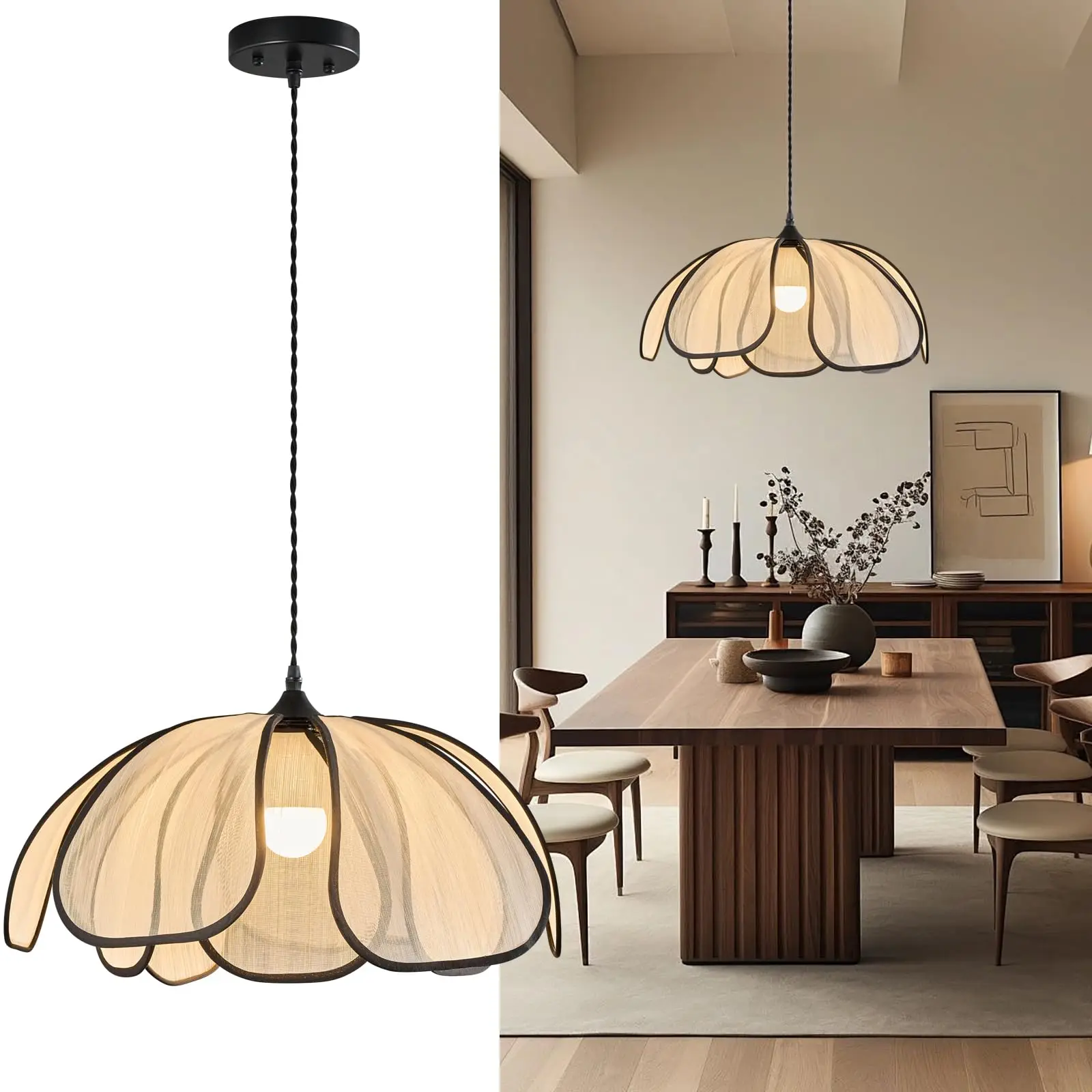 

Boho Chandelier, Hand-Woven Abaca Hanging Large Pendant Ligh Fixtures for Hallway Entryway Dining Room Bedroom