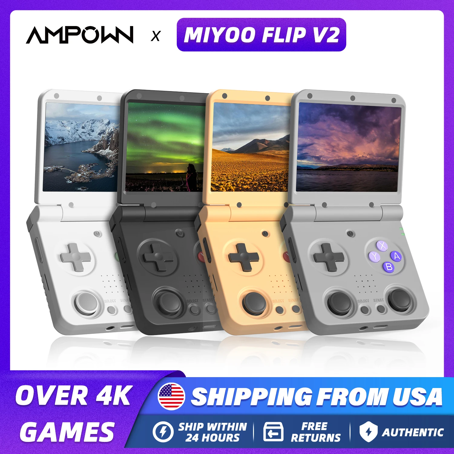 

MIYOO FLIP V2 Handheld Game Players 3.5'' IPS Screen Linux System Onion OS Video Game Consoles Free Case Gamer Gift Retro Gaming