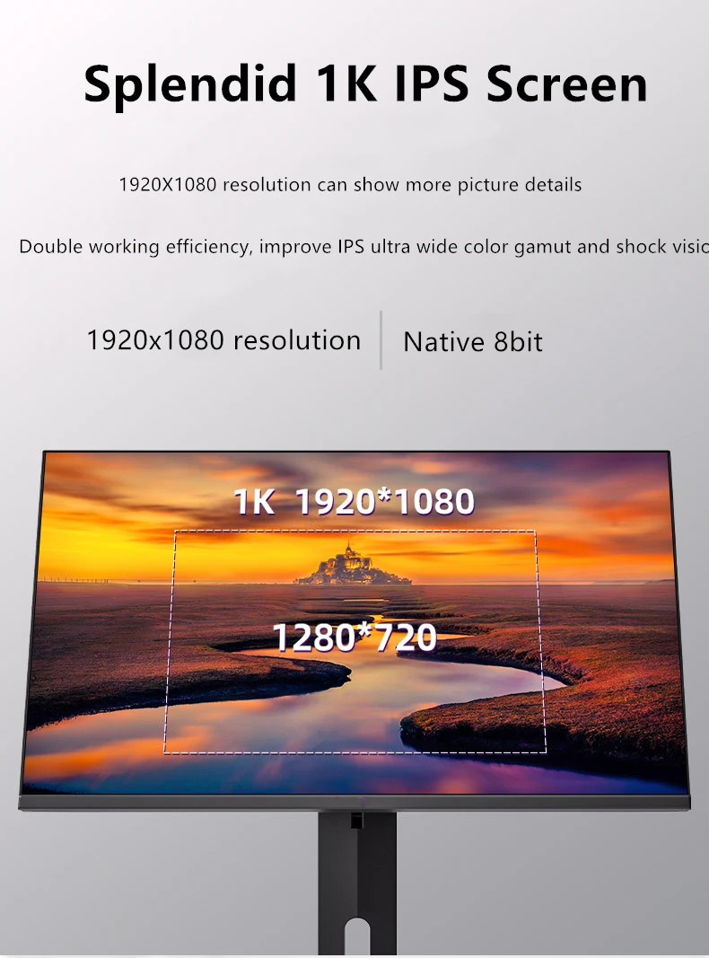 FYHXele 27 Zoll 1K 60Hz Touchscreen-Monitor IPS Hoher Farbraum Büro-Desktop-Computer 10-Punkt-Touch Hebe- und Drehfunktion HDMI – Detail 9
