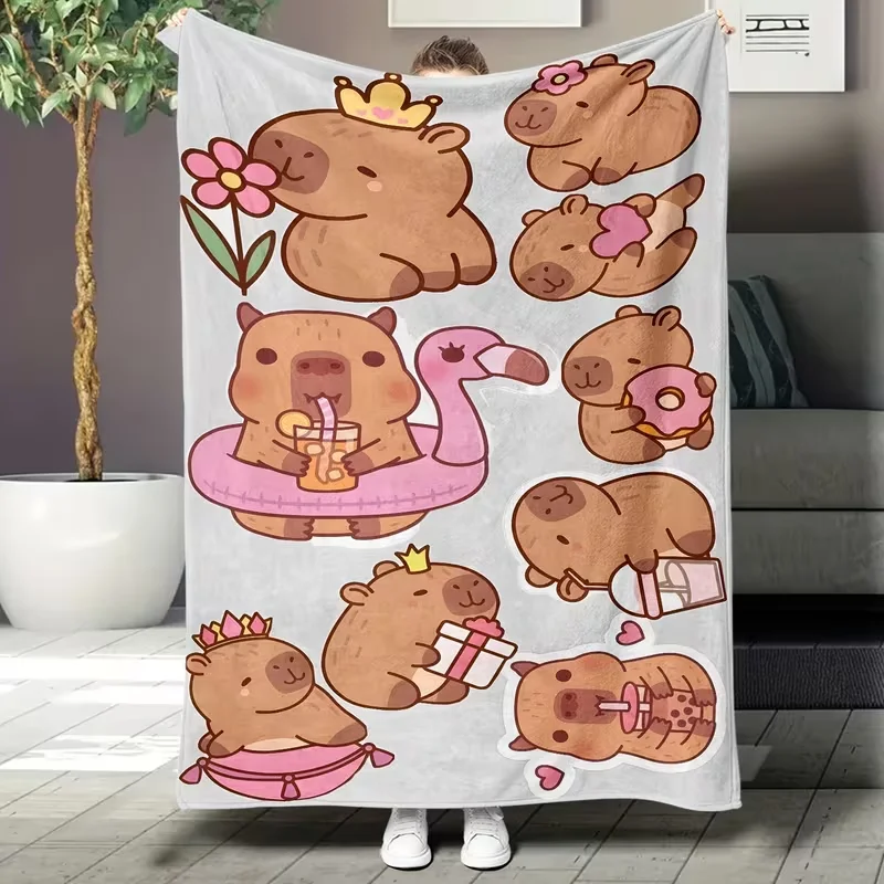 A Blanket Featuring A Capybara Cartoon During Lunch Breaks While Binge-Watching Shows It'S An Ideal Gift Christmas, Birthdays
