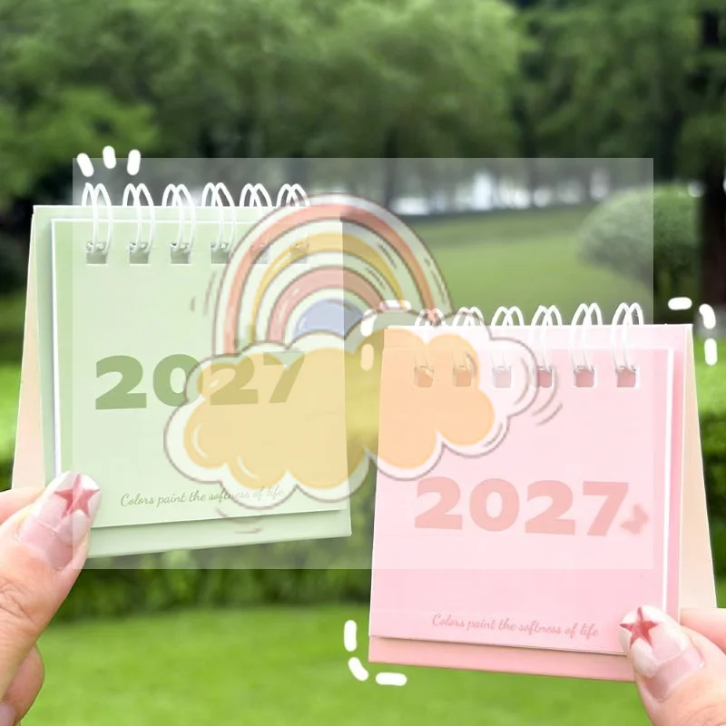 2027 Minimalist Monthly Desk Calendar with Lined Memo Notes Non-skid Bottom Desktop Planner for Home Office Daily Reminder
