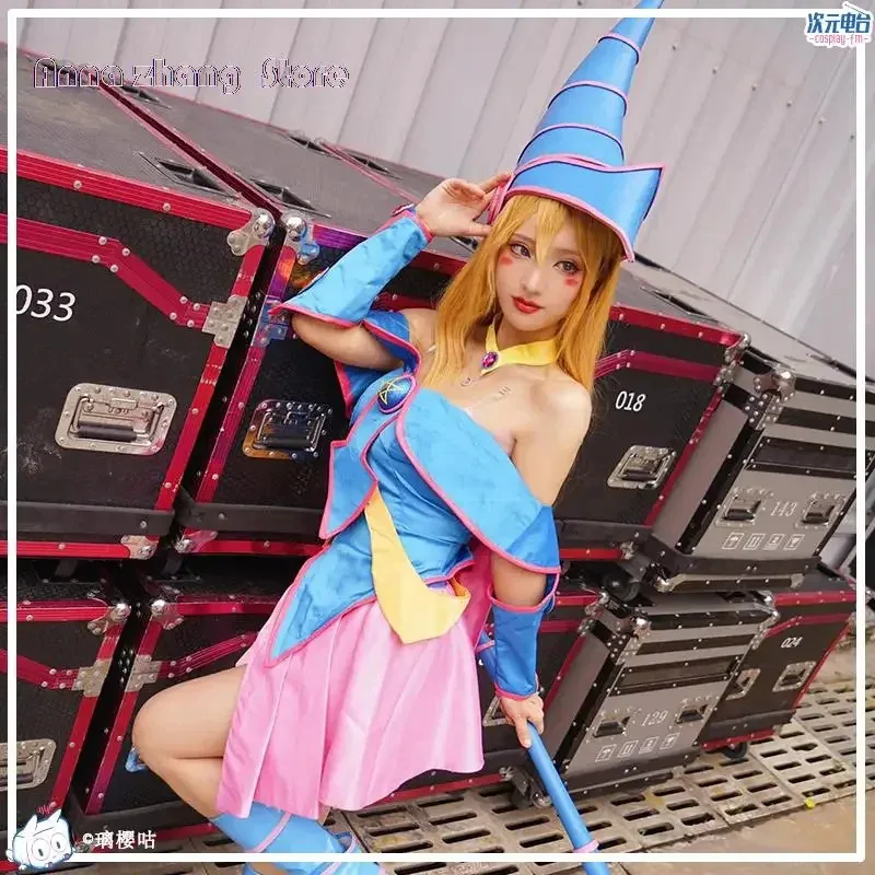 Disfraz de cosplay de chica mago oscuro Yu-gi-oh con sombrero para disfraz de cosplay de mujer