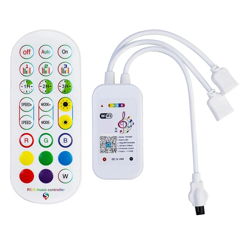 DC5-24V Wifi LED Controller+24 Keys Remote Control APP Control And Music Sync RGB IR RF For 5050 3528 RGB LED Light