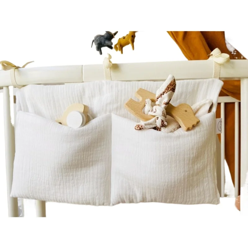 منظم سرير الأطفال المحمول - حقيبة تخزين بجانب السرير للحفاضات والمناديل والمزيد، والسفر - تصميم مناسب