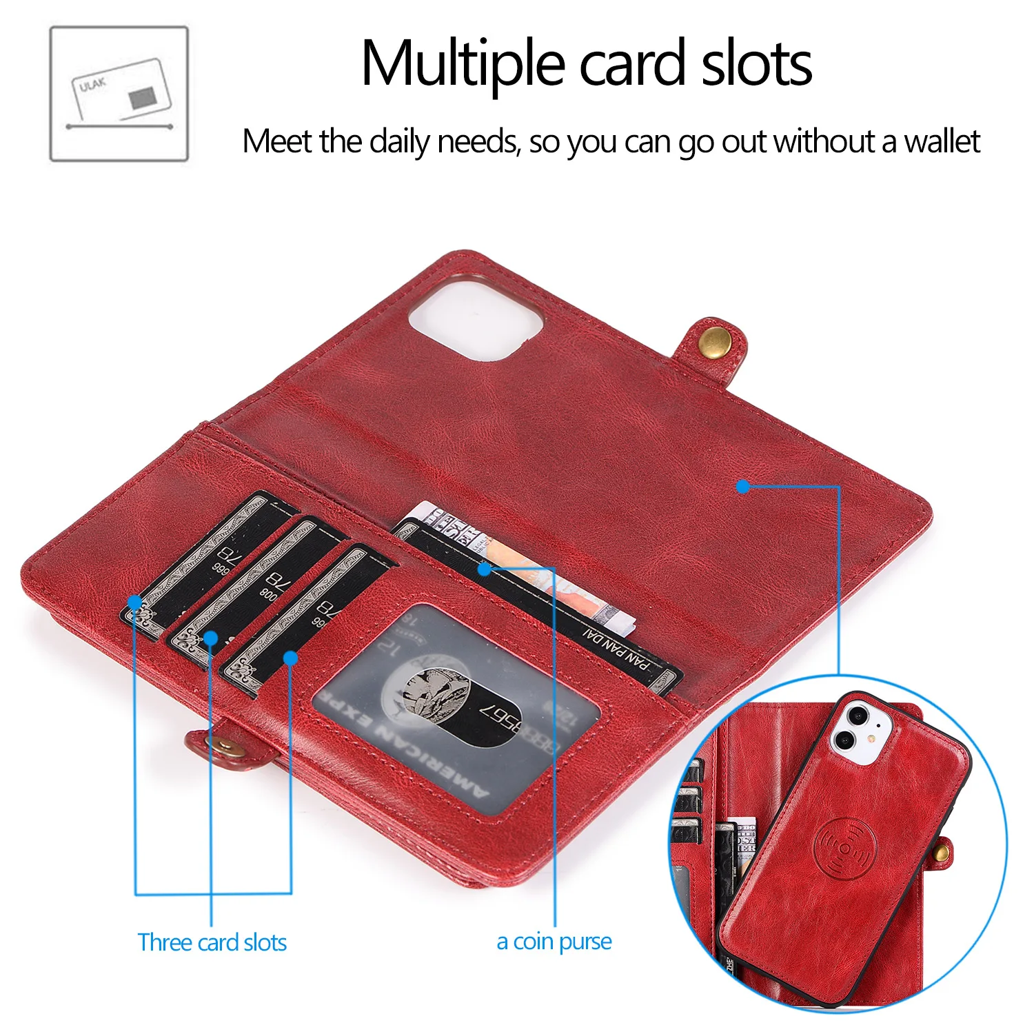 Wallet Phone Leather Case For iPhone 14 Plus 13 12 11 Pro max XR Xs 8 7 6 Plus Card Holder Multifunction Flip Protective Cover