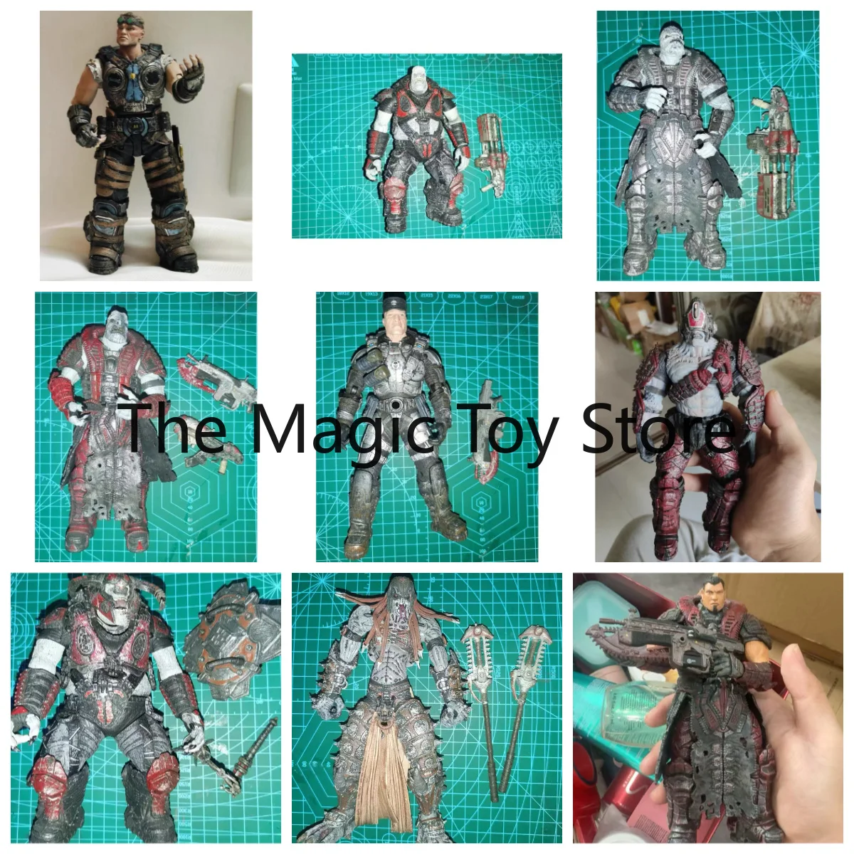 Original Gears of War Limited Set Marcus Fenix, Locust Drone, Wasp Drone & Carmine Collectible Figure Model Toy