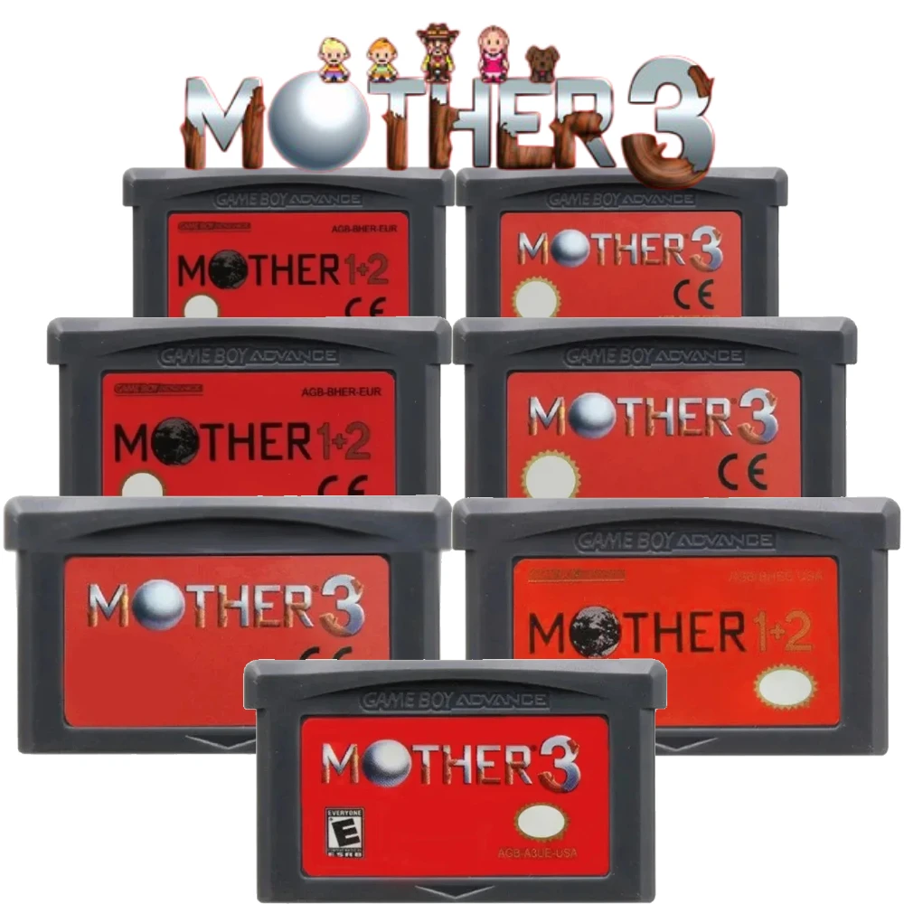 4 Styles GBA Mother Series Game Cartridge 32-Bit Video Game Console Card Mother 1 2 3 USA/EUR/Version Gray Shell for GBA NDS