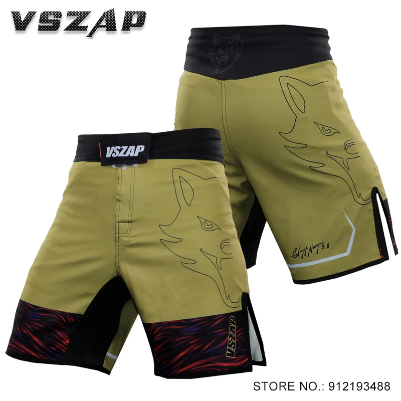 MMA High Split Shorts Vszap Wolf Boxing Kickboxing Muay Thai Fight Shorts Adult Youth Fightwear BJJ Jiu Jitsu Grappling Trunks