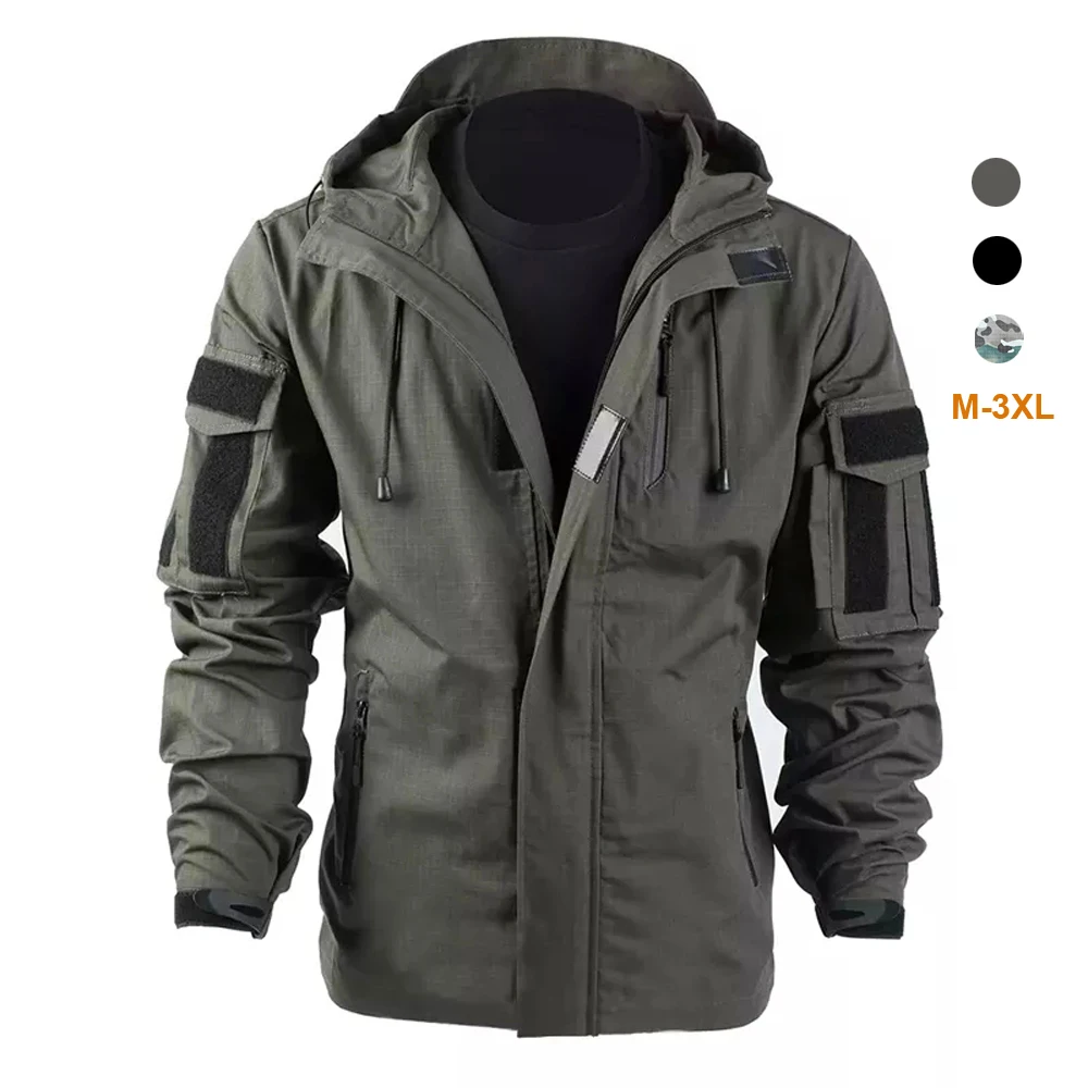 

Men's Tactical Jacket Waterproof Windbreaker Outdoor Windproof Hooded Jackets Hunting Clothing Mountaineering Outerwear