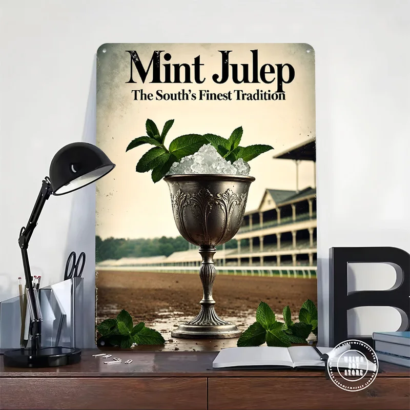 Mint Julep Cocktail Metal Poster Custom Wall Art Retro Vintage Tinplate Signs for Man Cave Gaming Room Decoration Cozy House