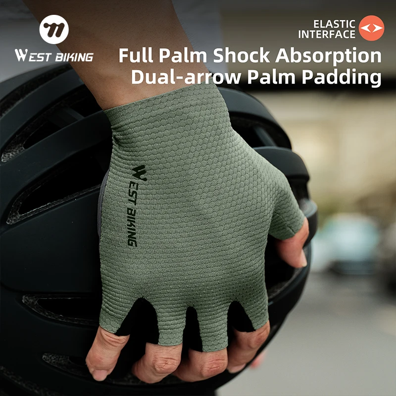 

WEST BIKING Half Finger Bicycle Gloves Dual-Arrow Non-Slip Bike Gloves MTB Road Gravel Cycling Breathable Gloves Bike Equipment