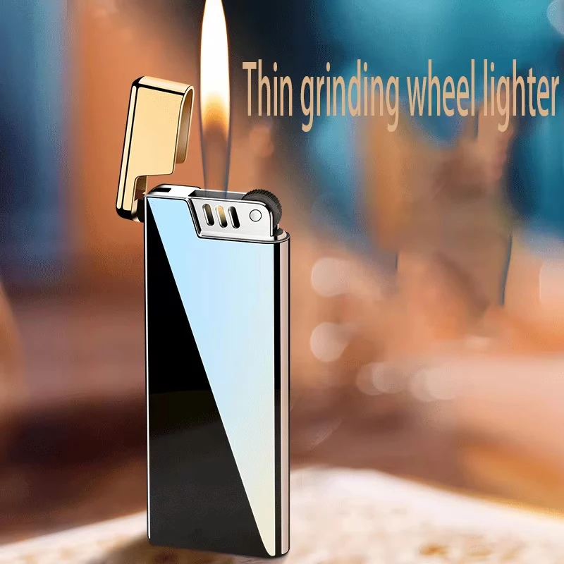 DK7703 slim inflatable wire drawing grinding wheel lighter can be used for laser engraving and advertising production