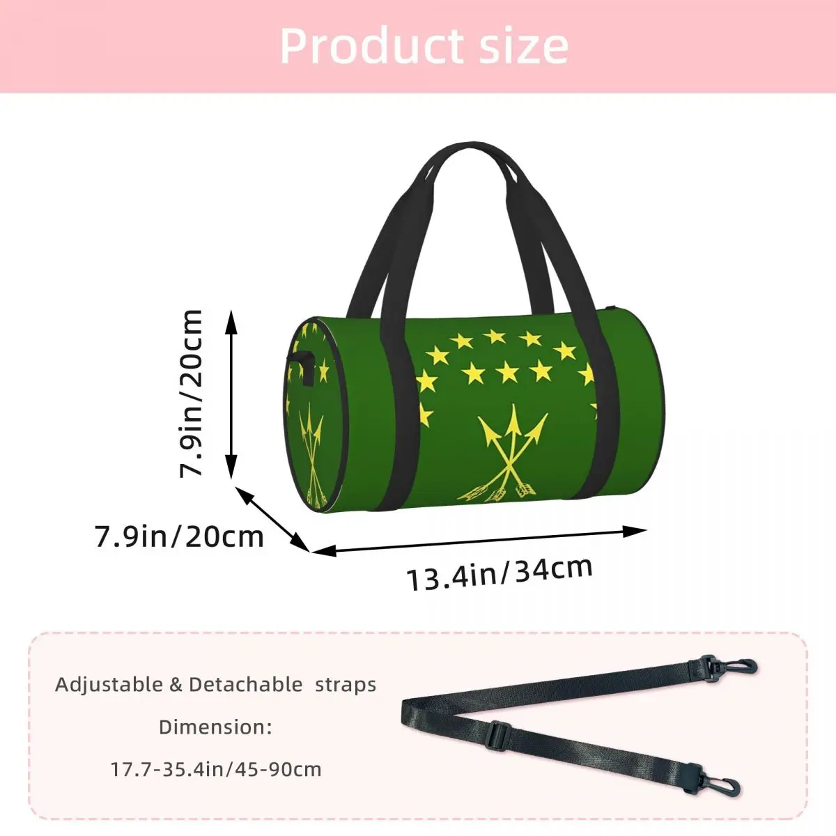 Adiga Flag Gift For Circassian Great Adiga Luggage Bag Multi-Functional Duffle Tote Bag Handbags Gym Bags Fitness