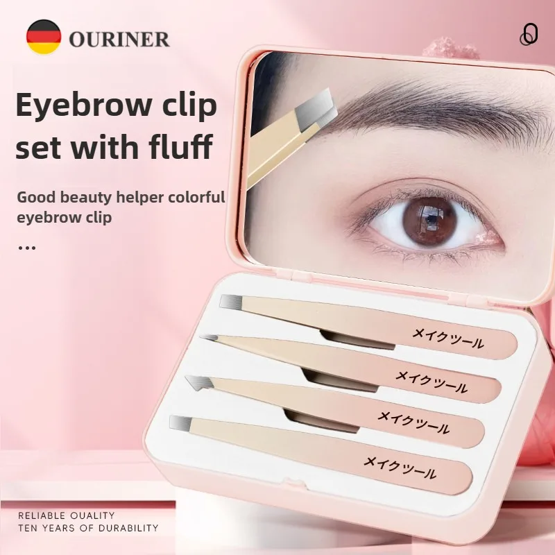 4-teiliges professionelles Pinzetten-Set, perfekt für die Augenbrauen-Haarentfernung, Splitter, eingewachsene Haarentfernung und mehr mit Aufbewahrungstasche und für mich – Detail 2