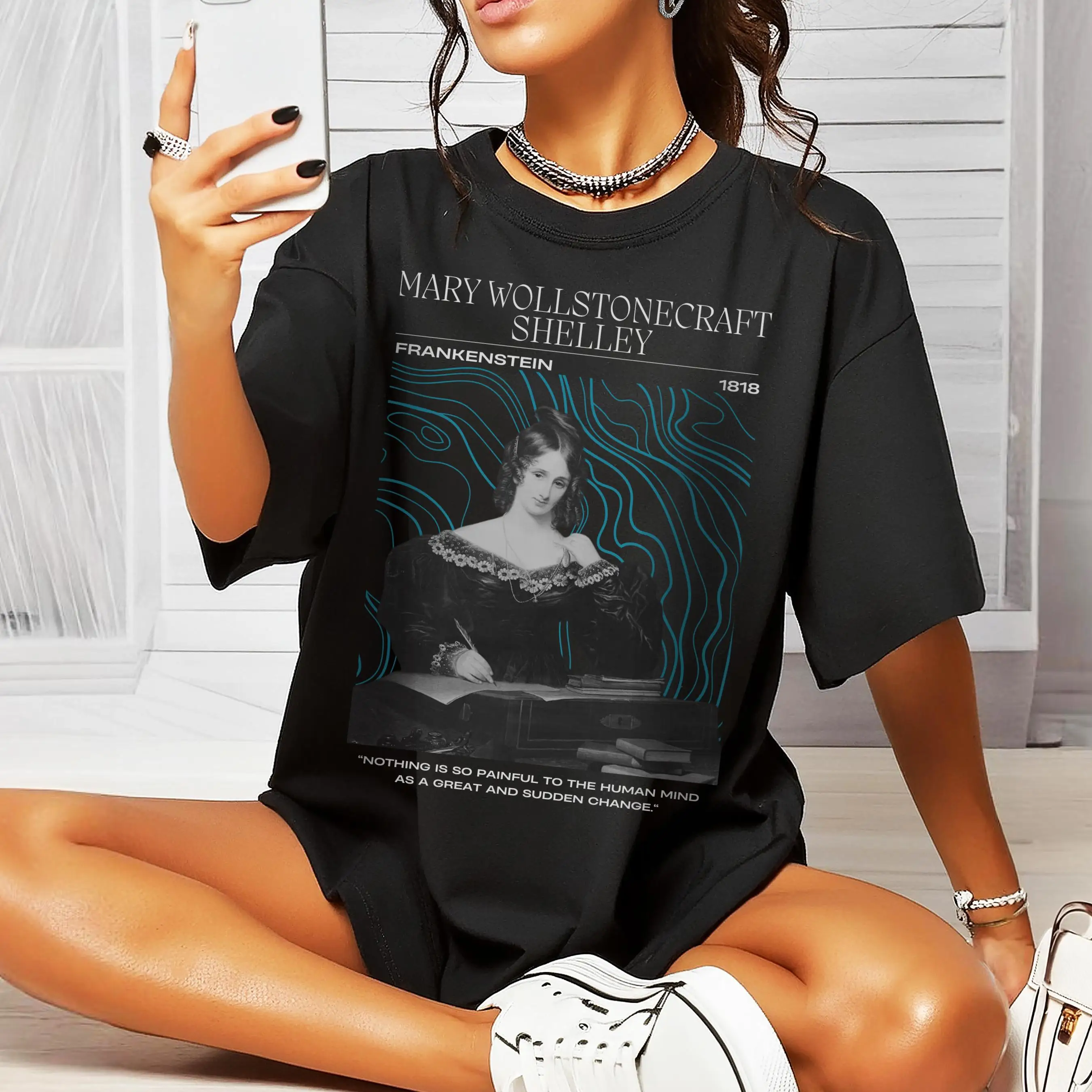 Camiseta Mary Shelley Frankenstein mujer autor literario comodidad colores Wollstonecraft Dark Academia Romance