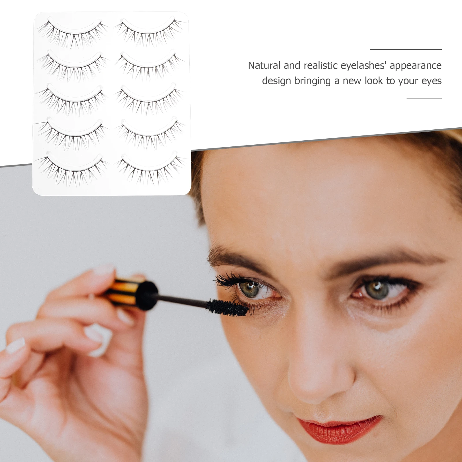 

5Pairs 3D Pointed Artificial Eyelash Decor Natural Dense Lightweight False Lash Eye Makeup Lash Women Cosmetics